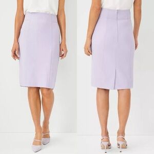 Ann Taylor Lilac High-Waisted Curvy Fit Pencil Skirt with Back Slit